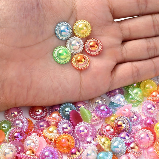 100PCS 13×5mm Sparkling Sunflower Acrylic Bead Set