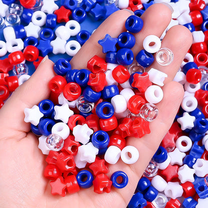 10 mm Red, White and Blue Resin Star Beads