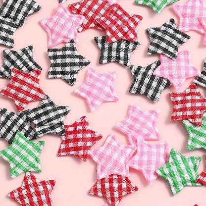 Plaid Star Embroidered Patches