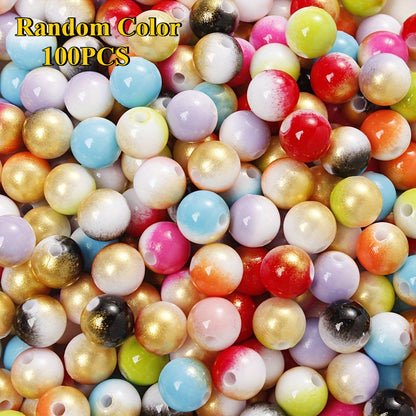 100/200pcs 6/8mm Gradient Acrylic Round Beads