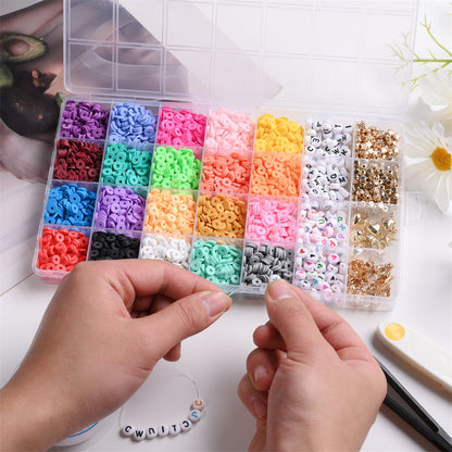 28-Color Flat Round Polymer Clay Bead Set