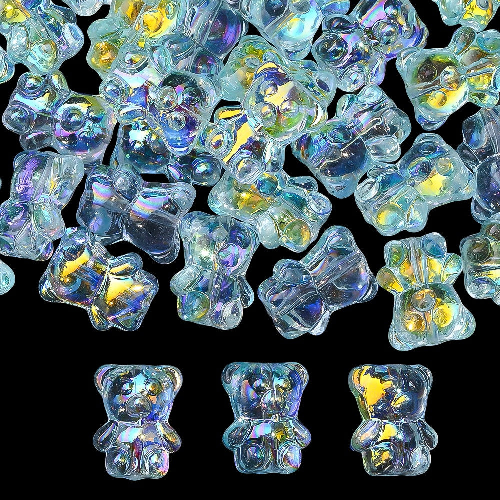 20PCS 15×12mm Transparent AB Bear Glass Spacer Beads