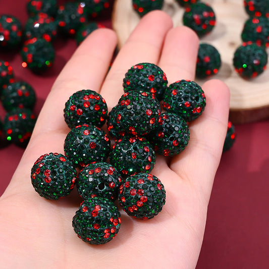 Christmas Polymer Clay Rhinestone Beads