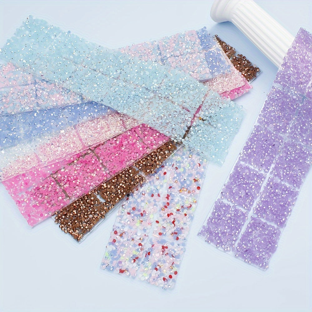 12PCS 4×3cm Self-Adhesive Resin Rhinestone Embellishment Strips