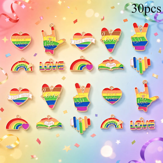 Alloy Pride Month Rainbow Heart Love Pendants