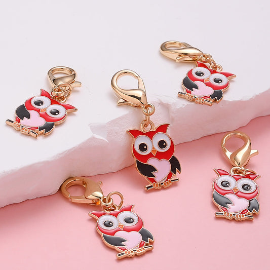 Red Enamel Owl Keychains
