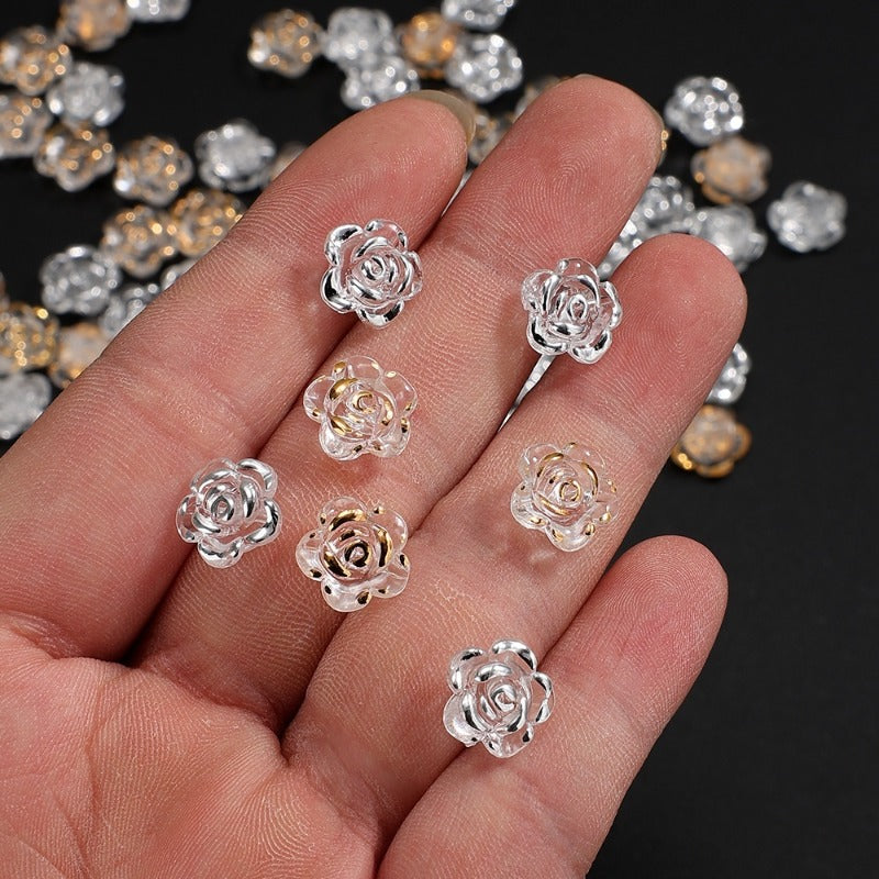 100pcs 12mm Clear Rose Acrylic Beads