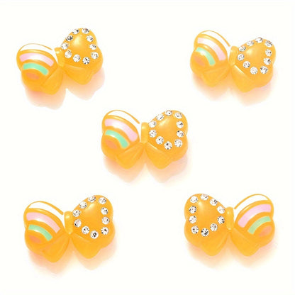 5PCS 16×24mm Luminous Bow Acrylic Bead Set
