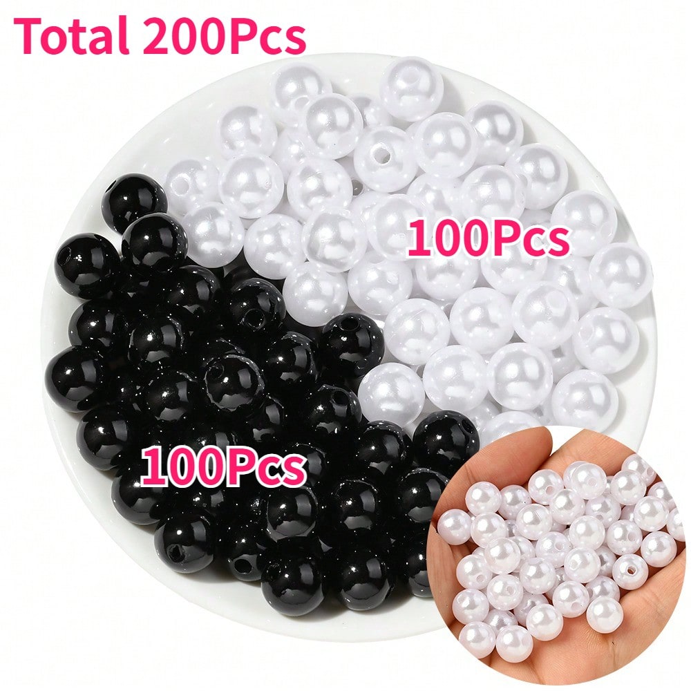 200/400pcs 8mm Acrylic ABS Imitation Pearl Round Spacer Beads