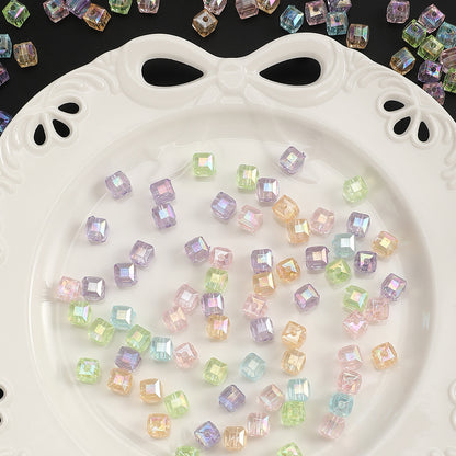 50/100pcs 8mm Ice Shape Square Faceted Acrylic Beads