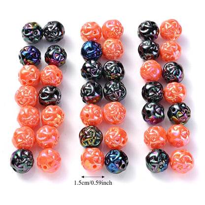 100pcs 15mm 3D Woven Yarn Balls Pumpkin Acrylic Beads