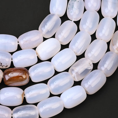 28pcs/strand 10x14mm Natural Agate Barrel Beads