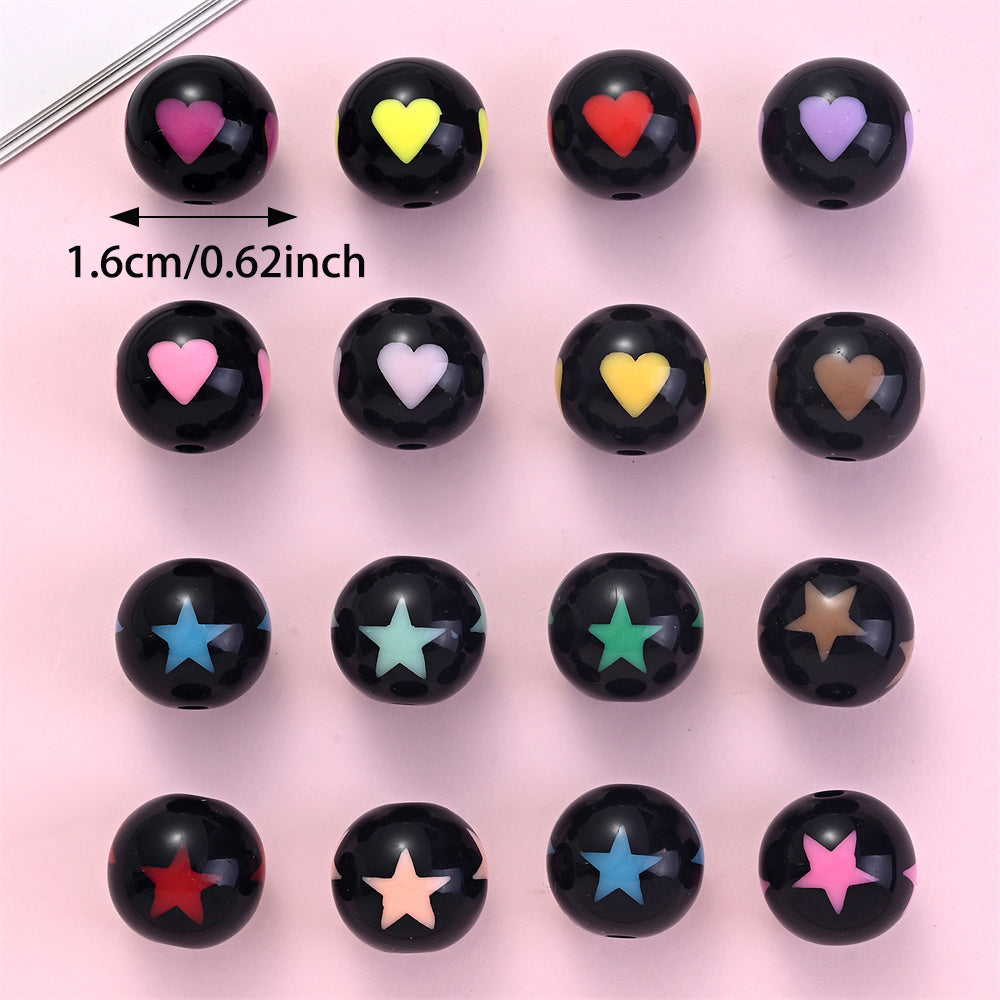 Valentine's Day Star Heart Acrylic Spacer Beads