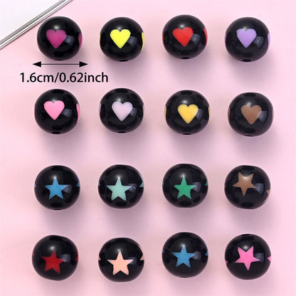 Valentine's Day Star Heart Acrylic Spacer Beads