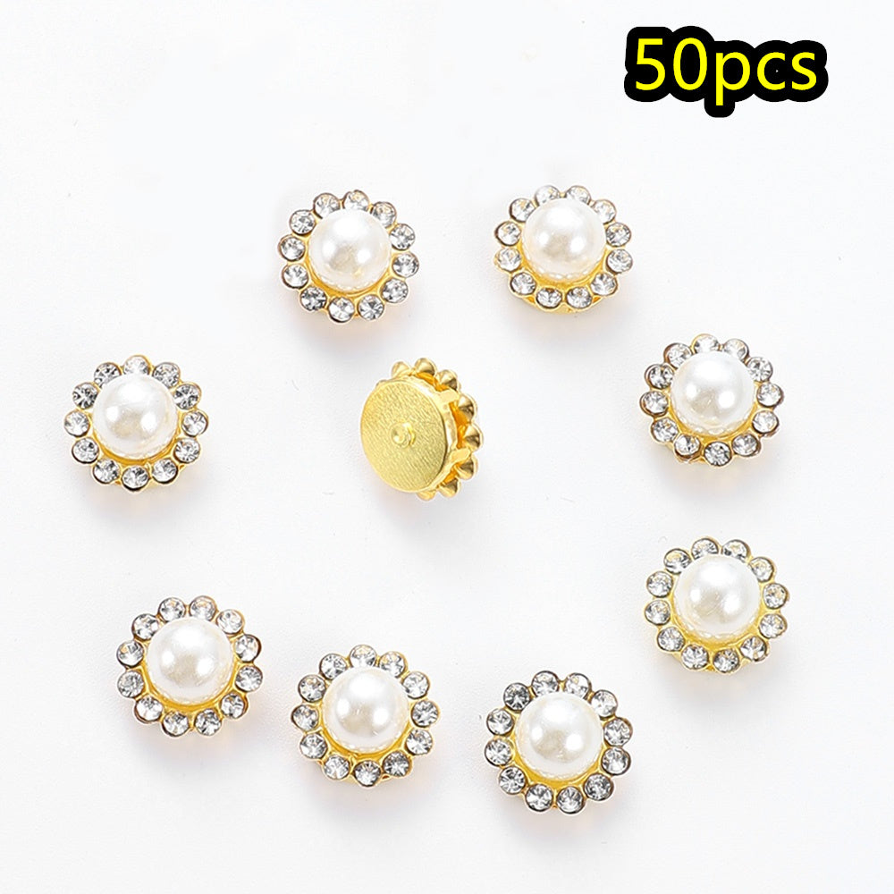 Flower Rhinestone Pearl Cabochons