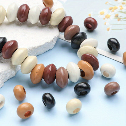 Color Flat Round Wooden Spacer Beads
