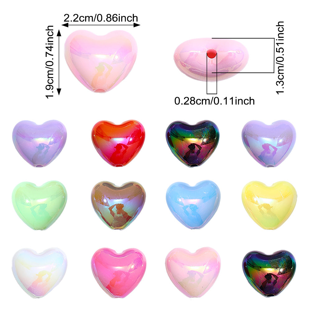 10pcs 19x22mm Cute Chubby Heart Acrylic Beads