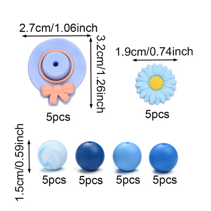 30PCS Hat & Daisy Silicone Bead Set
