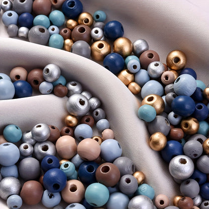 Natural Blue and Gold Wooden Beads
