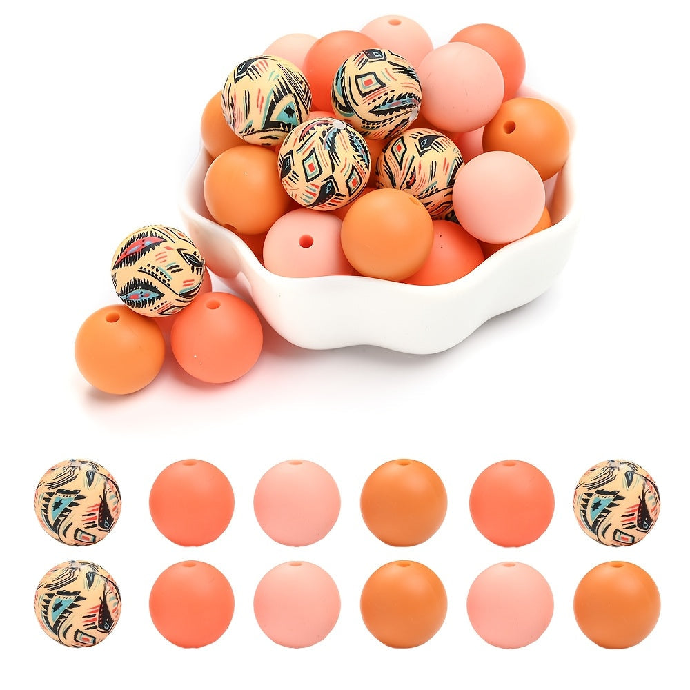 Printed and Solid Color Silicone Round Spacer Beads
