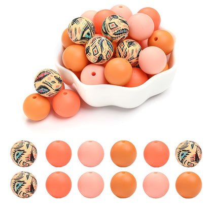 Printed and Solid Color Silicone Round Spacer Beads