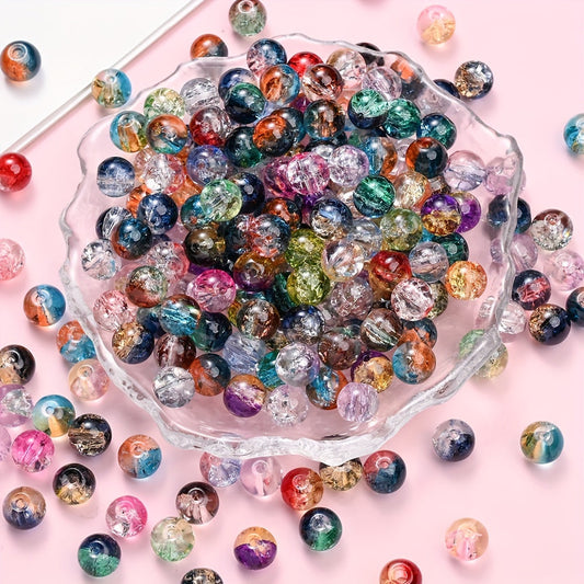 100PCS 8mm Gradient Glazed Flower Bead Set