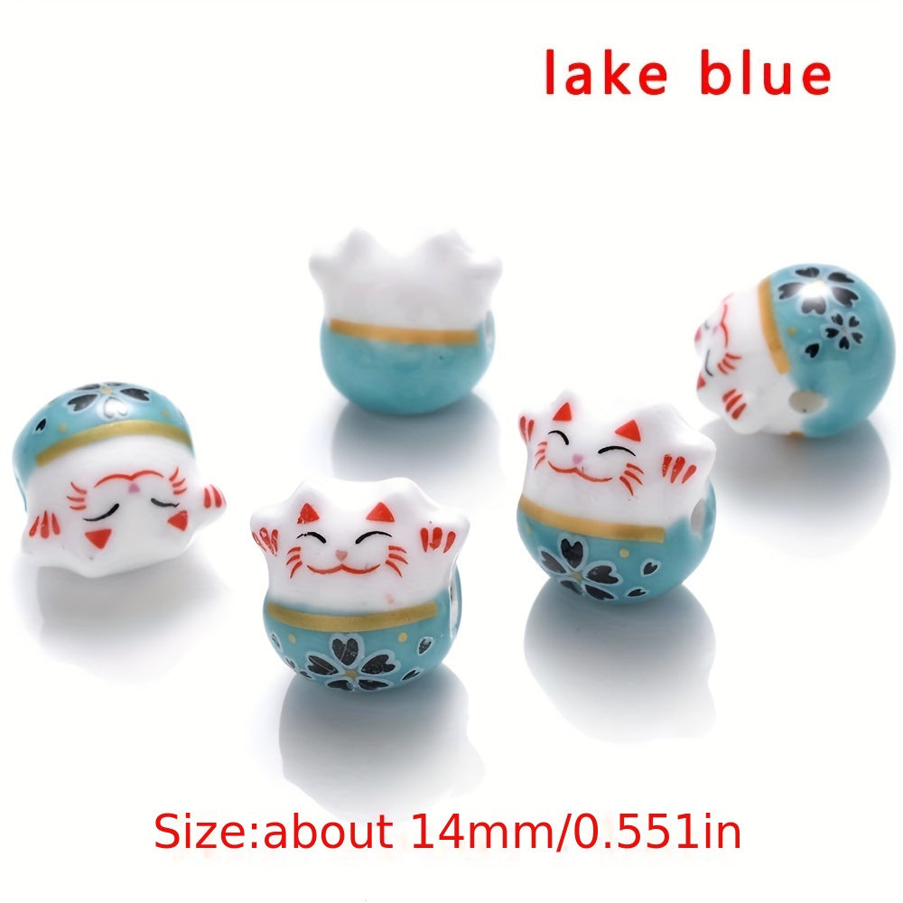 Mixed Lucky Cat Ceramic Beads