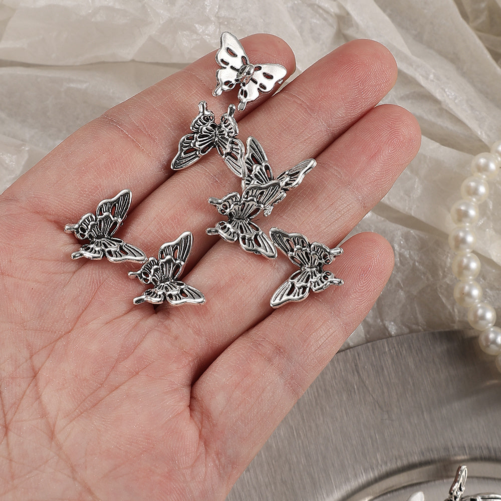 20PCS Retro Silver-Tone Hollow Butterfly Charms