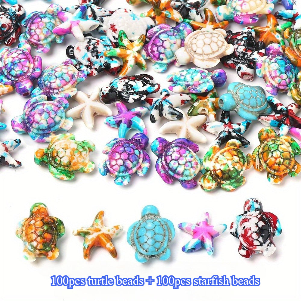 200pcs Turquoise Turtle Starfish Beads