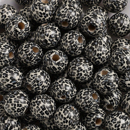 10pcs 16mm Leopard Print Wooden Beads