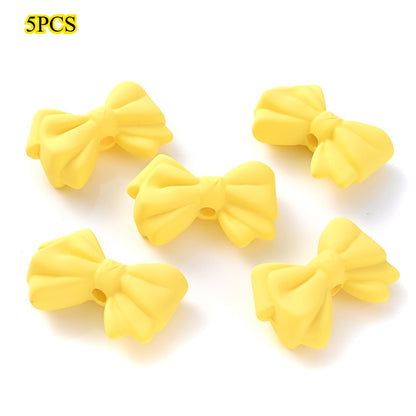 5pcs Acrylic Frosted Bow Tie Beads