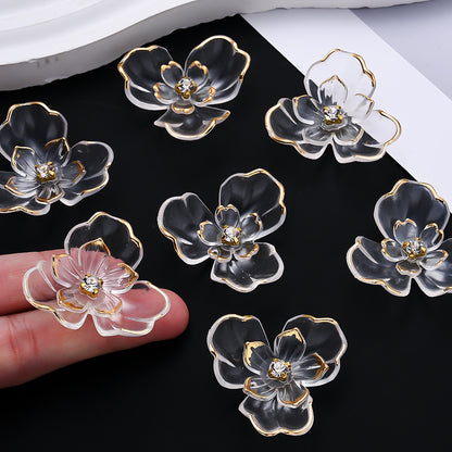 10pcs 36x39mm Double-Layer Transparent Floral Acrylic Patch Beads