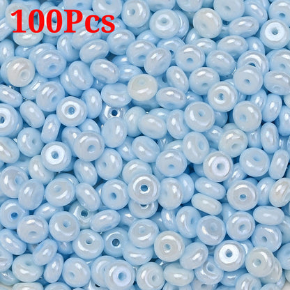Macaron Flat Round Glass Spacer Beads