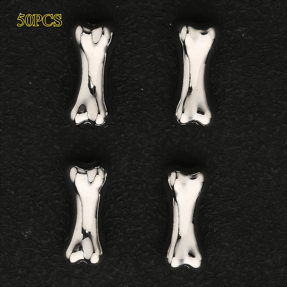 30/50pcs 15/20mm Golden & Silvery Bone-Shaped CCB Beads
