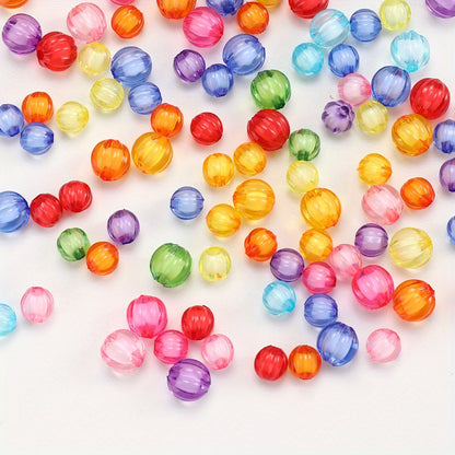 100/200pcs 8/10mm Transparent Inner Color Pumpkin Acrylic Beads