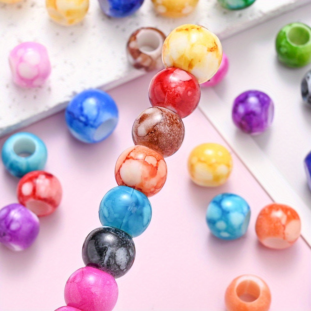 10/12mm Mixed Color Acrylic Large Hole Round Beads