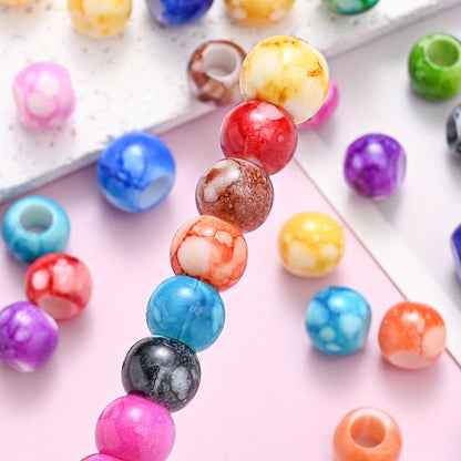 10/12mm Mixed Color Acrylic Large Hole Round Beads