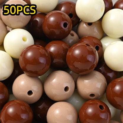 50/100pcs Solid Color Acrylic Round Beads