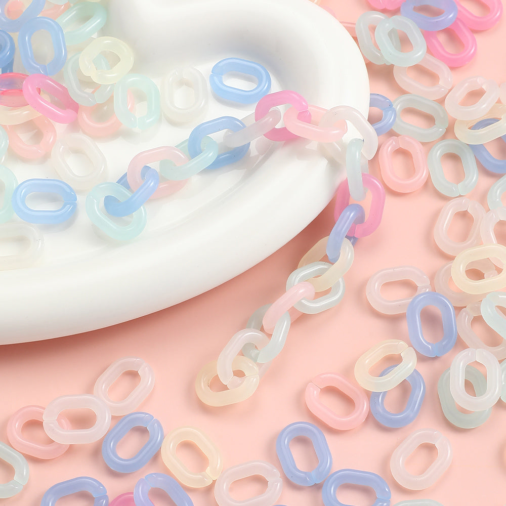 50-Piece 14x19 mm Clear Jelly Acrylic Chain Links