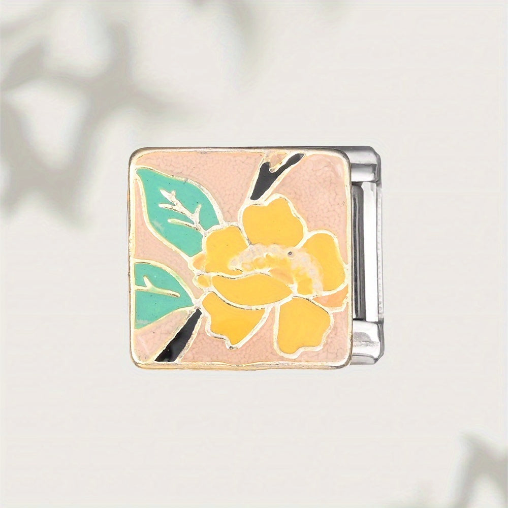9mm Stainless Steel Italian Flower Charm Bead