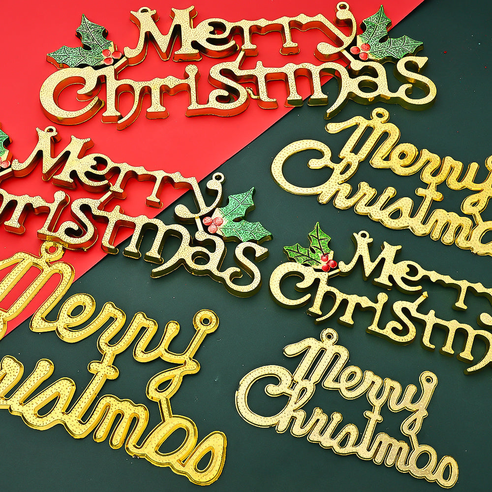 Golden Merry Christmas Letter Pendants