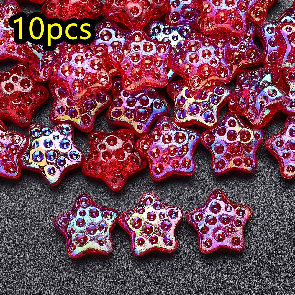 10pcs 18mm Vibrant Star Glass Beads