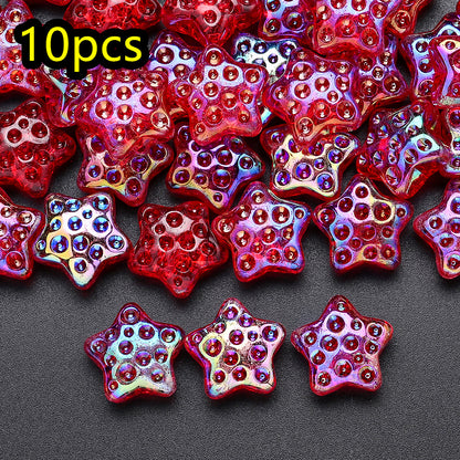10pcs 18mm Vibrant Star Glass Beads