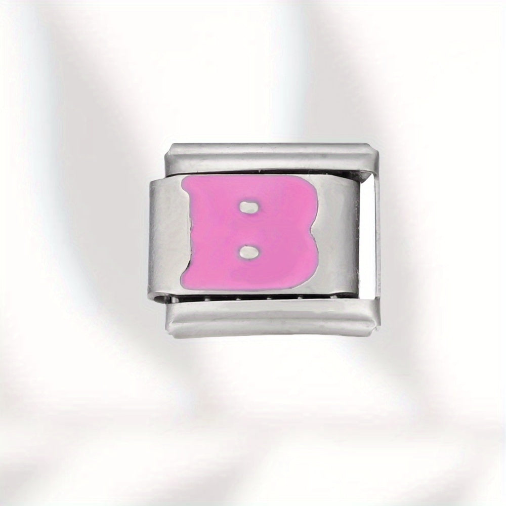 Pink Letter Stainless Steel Bead