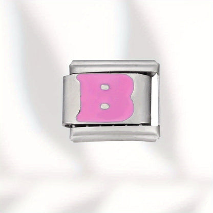 Pink Letter Stainless Steel Bead