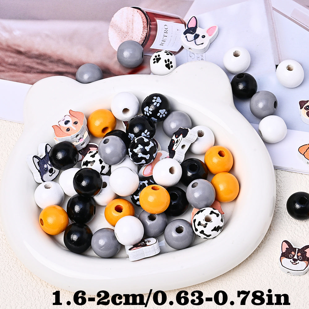 Pet-Themed Wooden Bead Set