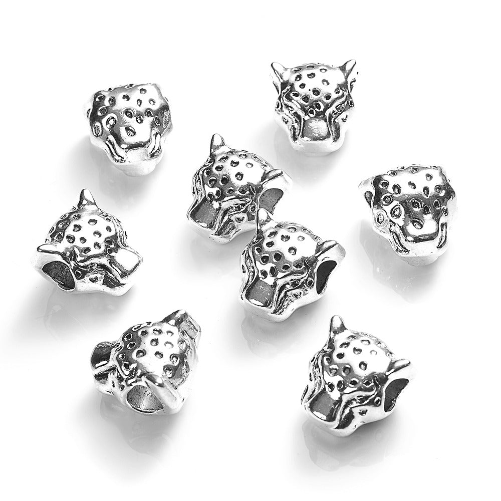 10pcs 12mm Vintage Leopard Head Spacer Beads