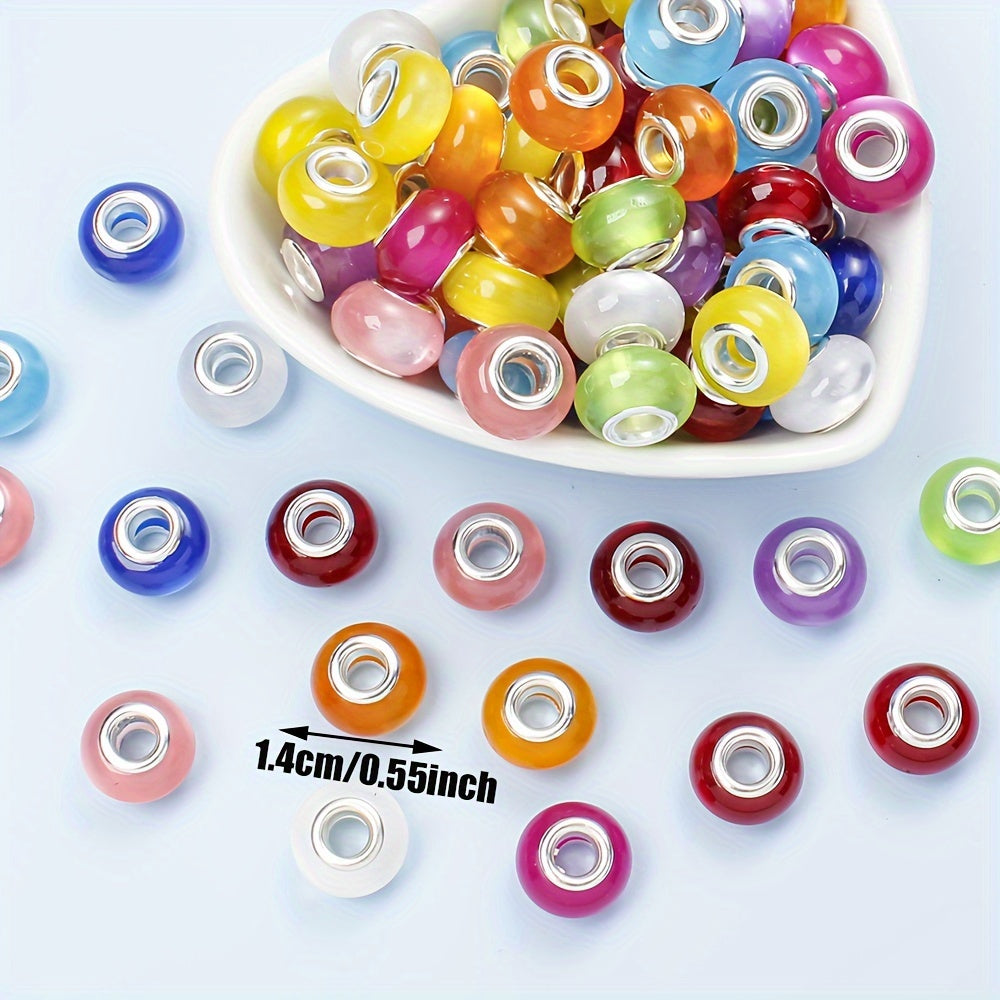 30/50pcs 9x14mm Resin Cat Eye Large Hole Beads