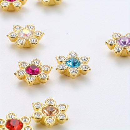 50pcs Six Petal Flower Rhinestone Acrylic Beads