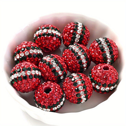 10pcs 16mm Christmas Rhinestone Acrylic Beads